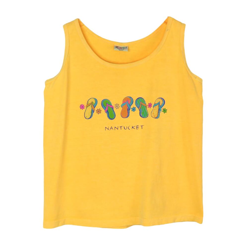 Kantoo 80s Vintage Yellow Nantucket Tank with Flip Flops Small
